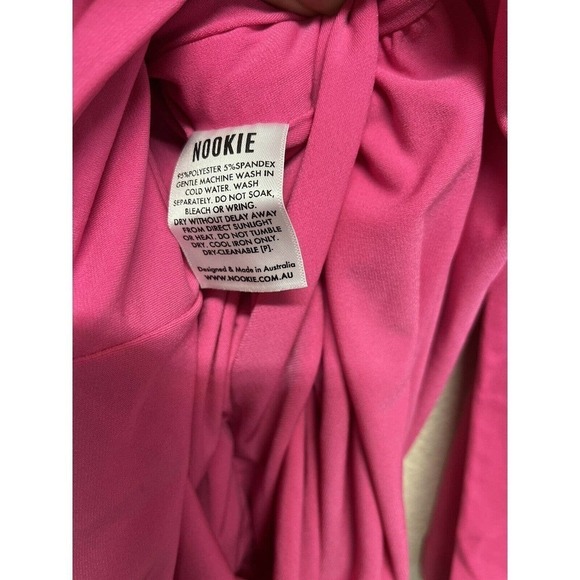 Nookie Dress Envy Mini Neon Pink Size S Deep Plunging Neck Rushed NEW - Picture 8 of 11